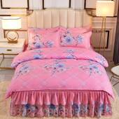 正品 亲肤四件套裙款 全棉床罩被套床.纯棉花边床单18m20m被.罩床上