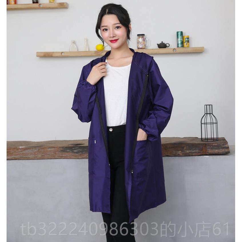 正品加宽袖口成人罩衣长双拉袖链头士防水防油大女人外套单作工服