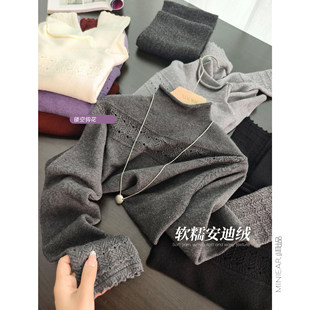 小耳出品软糯安迪绒/镂空钩花拼接/大版好穿 舒适保暖半高领毛衣