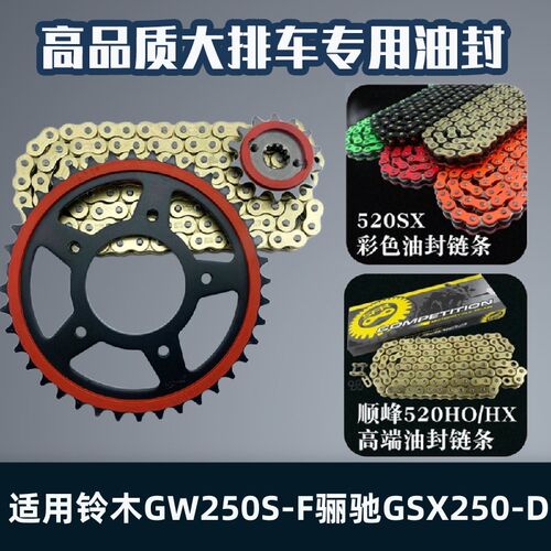 适用铃木GW250S-F骊驰GSX250-DL250改装静音牙盘加厚油封链条套链