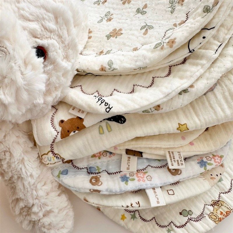 婴儿枕头纯棉纱布柔软云片枕初生宝宝枕头防吐奶小枕垫0高度枕巾