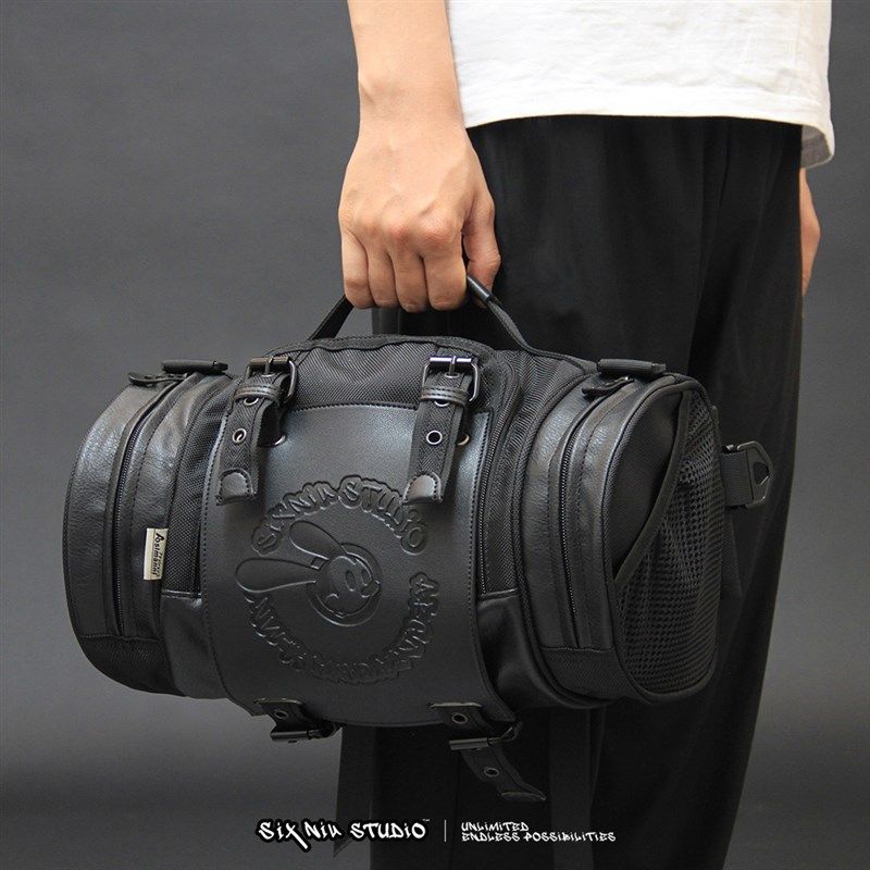 [新款]2.0米老鼠边包皮质网红骑行包摩托车小牛改装多功能防泼水