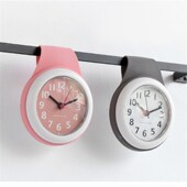 创意简约吸盘防水浴室钟卫生间静音迷你钟表厨房冰箱贴玻璃小挂钟