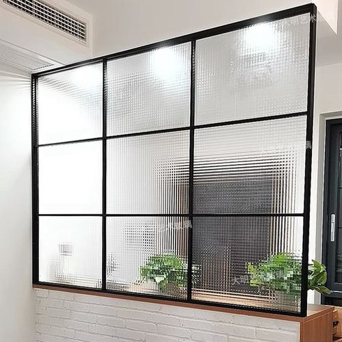 钢化双方格艺术玻璃隔断屏风定制客厅玄关入户浴室干区卫生间半墙