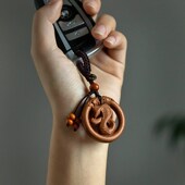 纯桃木雕刻十二生肖钥匙扣鼠牛虎兔龙蛇马羊猴鸡狗猪汽车钥匙挂件