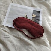 幸福感 促睡眠遮光透气舒适皮筋调节 法国麻全亚麻眼罩收纳袋套装