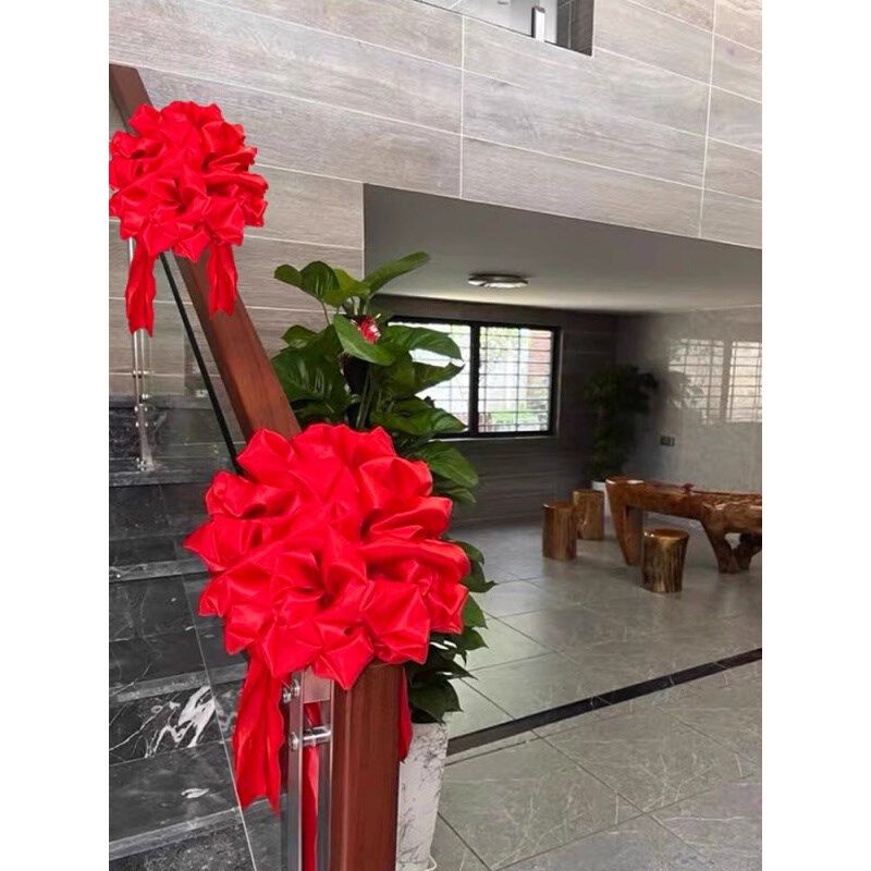 结婚女方楼梯扶手装饰拉花婚庆楼道花球大红绣球布置用品大全拉花