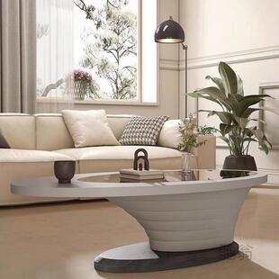 深渊桌面茶几客厅家用小户型轻奢现代简约椭圆形玻璃2025新款茶桌