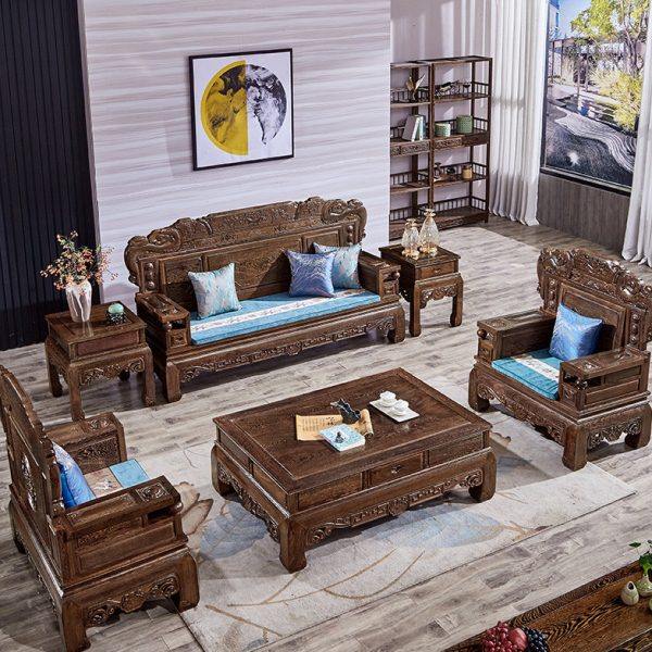 鸡翅木沙发大户型十件套整装别墅新中式客厅茶几组合实木红木家具,住宅家具,红木沙发,淘宝优惠券,粉丝福利购,淘宝优惠卷