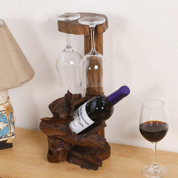 创意欧式葡萄酒实木酒杯架倒挂酒瓶架木制酒架木质红酒架酒柜摆件