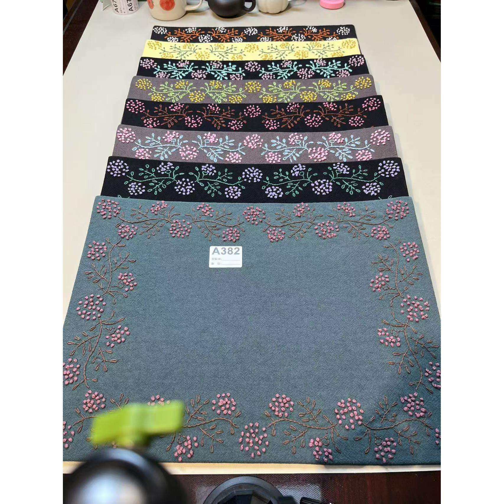 T^纯手工刺子绣长方形茶席 茶垫 桌垫 隔热垫 茶道零配其它苏绣客