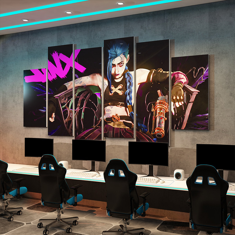 网红电竞房间装饰双城之战布置墙壁面贴纸LOL金克丝挂画海报摆件,家居饰品,软装墙贴,淘宝优惠券,粉丝福利购,淘宝优惠卷