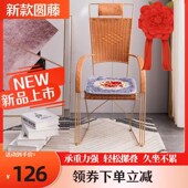 圆藤耐用弹性好滕椅子办公藤椅单人休闲庭院藤编高靠背椅户外家用