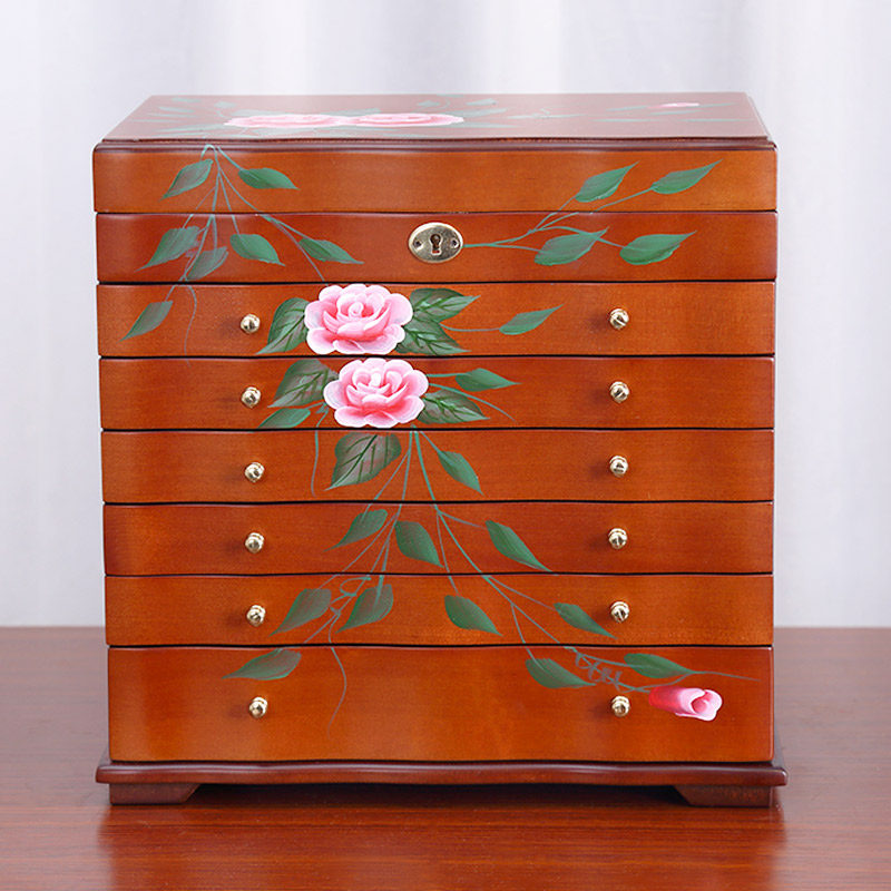 首饰盒复古风大容量曲面款抽屉式家用收纳盒耳钉耳环项链手镯戒指,收纳整理,首饰盒,淘宝优惠券,粉丝福利购,淘宝优惠卷