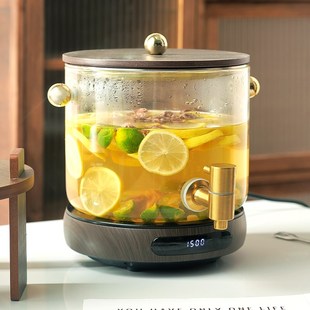 大容量烧水壶酒店前台商用自助茶水壶玻璃耐高温可加热保温餐厅桶
