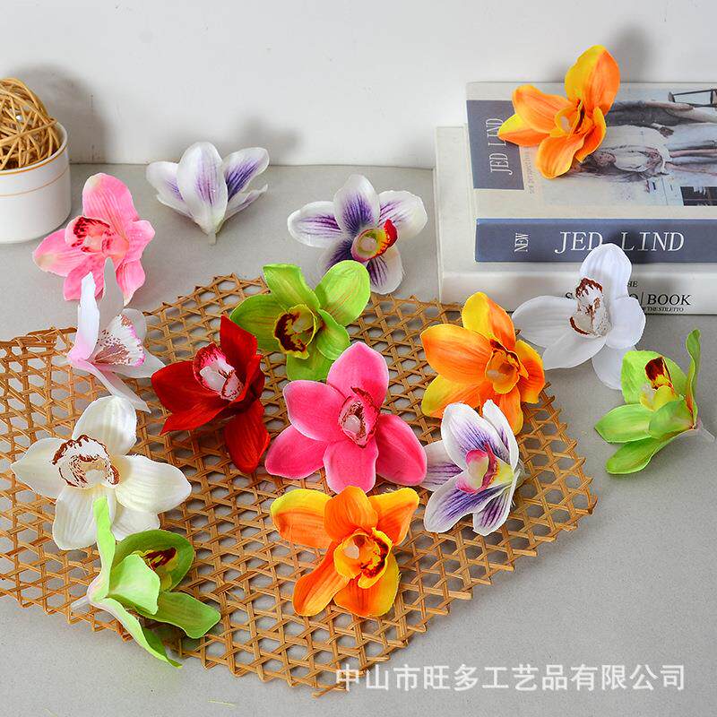 仿真蕙兰花朵泰国兰花头少数民族头饰配花diy帽花装饰 草帽书包花