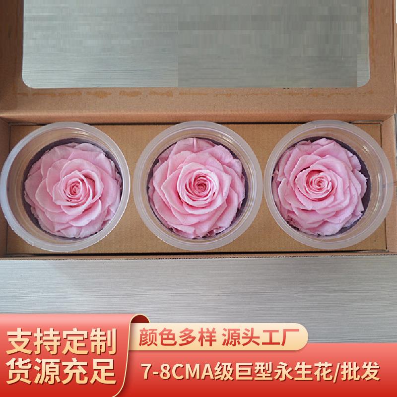 7-8cm永生花A级巨型玫瑰保鲜七夕情人节生日礼盒礼盒配材