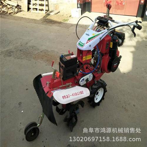 新型大葱培土机 农用自走式微耕机 生姜起垄开沟机视频