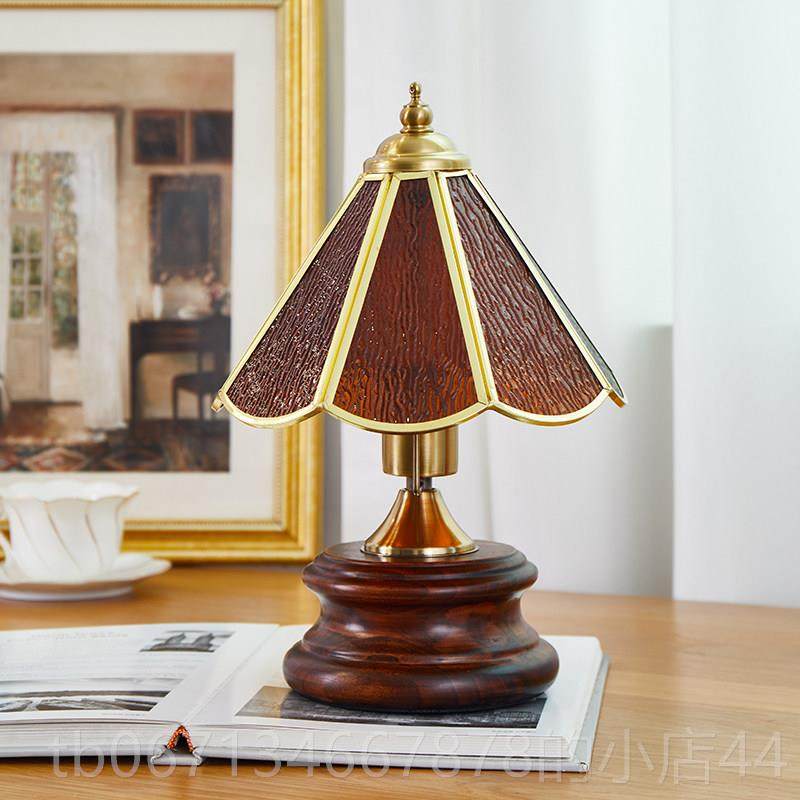 高档法式花朵台灯Mur琉an复古璃室床头灯客厅北欧装饰乡村小台卧