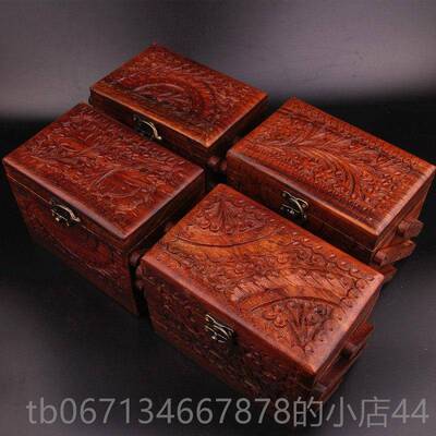 高档印度巴层基斯坦仿古核桃木手工雕立体高饰档三层珠宝刻盒多首