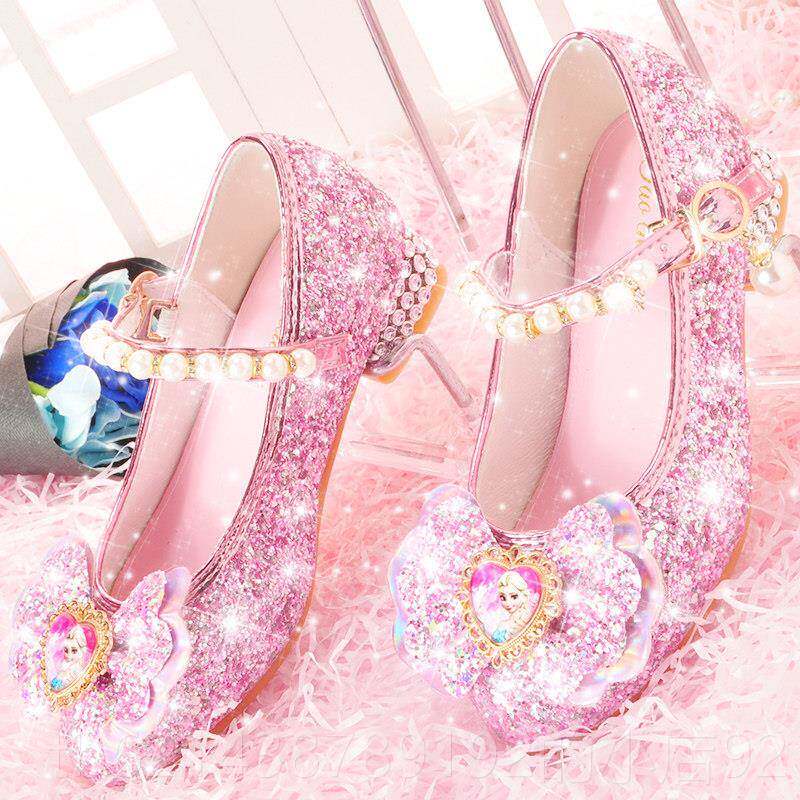 高档女学童皮鞋莎单鞋3宝宝小公主水晶鞋5生6女跟8儿童走秀表演高