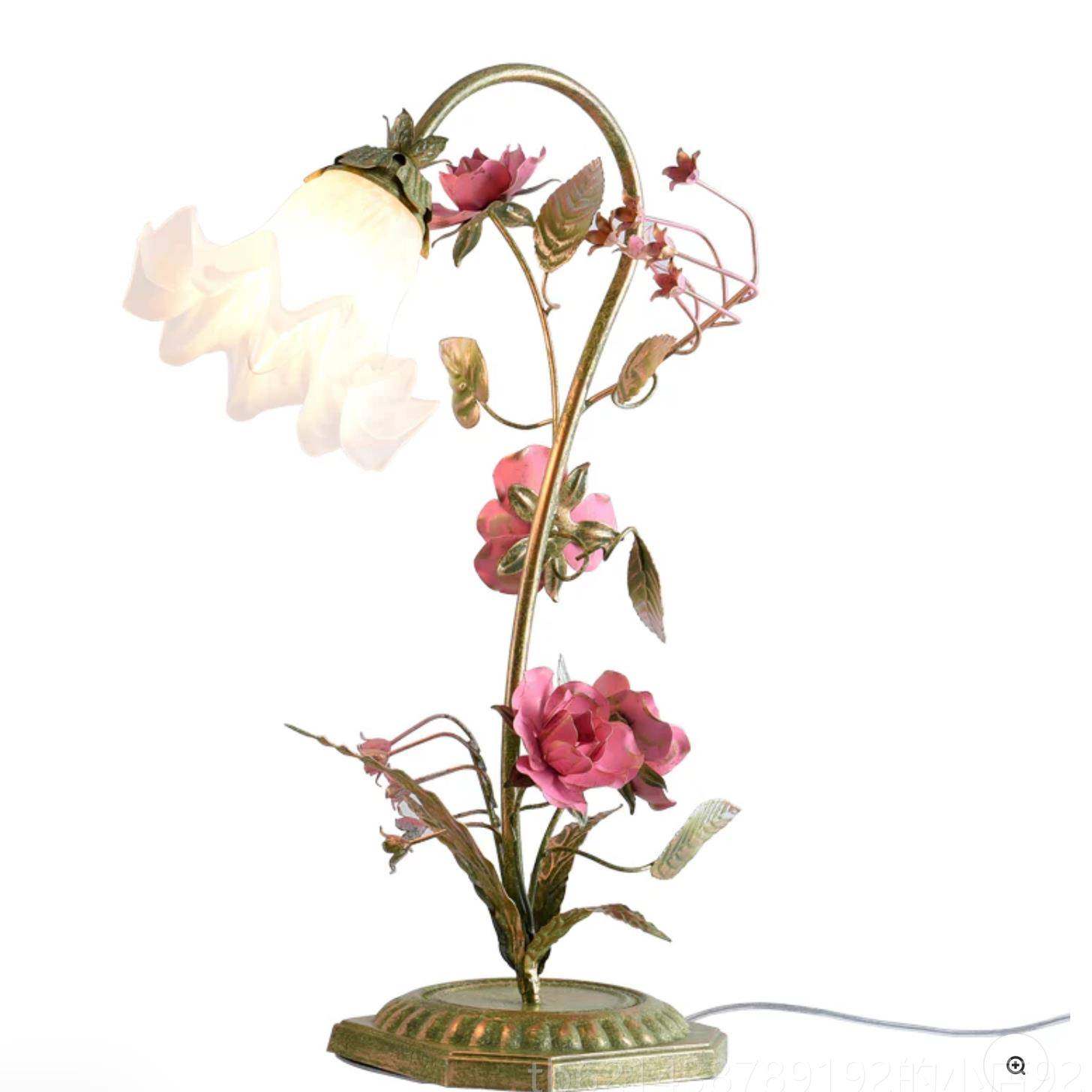 高档跨境台灯田园花草室卧床头灯灯婚创意个性温馨礼浪漫结婚礼物