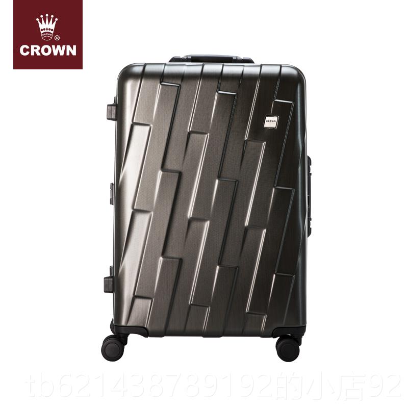高档CROWN皇冠铝框旅行李箱立体行斜纹窄箱八轮万向轮拉箱杆5186