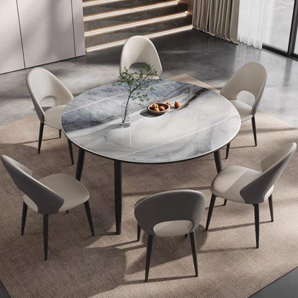 轻奢超晶石餐桌可伸缩变圆家用小户型微晶石实木大理石饭桌椅组合,住宅家具,大理石餐桌,淘宝优惠券,粉丝福利购,淘宝优惠卷