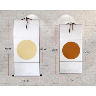 正品全绫精装品竖轴卷轴轴圆形宣斗方纸空白卷轴书法国挂画作纸