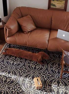 正品中古家黑色覆古圈绒地客毯厅高级感几垫卧之室书房衣茶帽间地