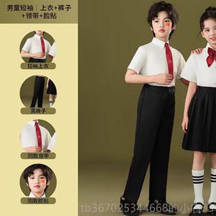 正品六一儿童合唱团演出服小学爱国歌巾唱祖国红歌红领生诗歌朗服