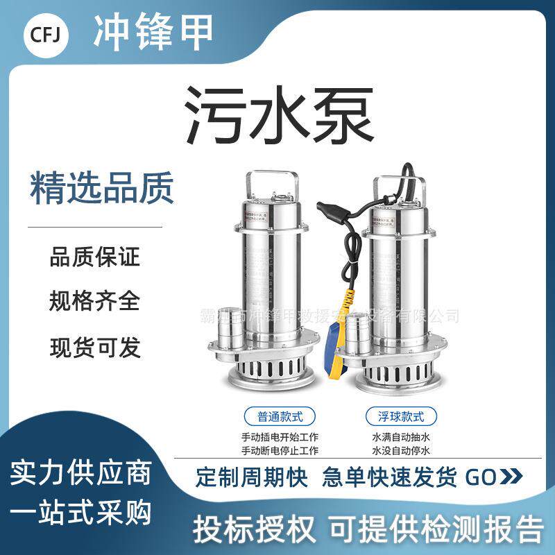 污水泵单相220V家用小型304耐腐蚀排污泵潜水电泵不锈钢潜水泵