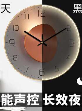 北欧创意夜光挂钟带灯亚马逊热卖石英钟挂墙钟表客厅发光时钟壁灯