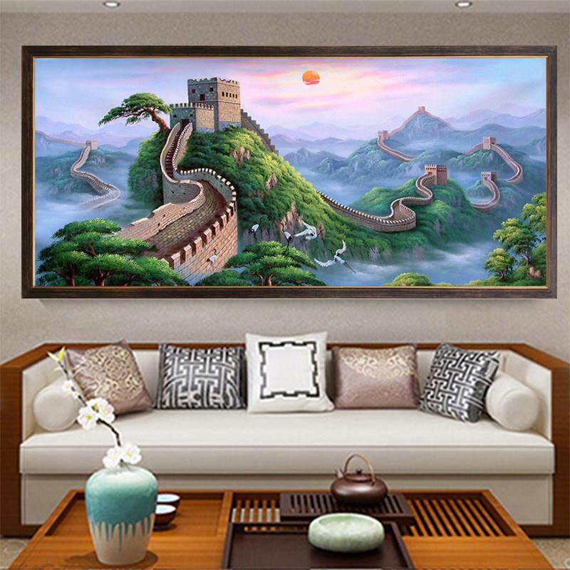 迎客松十字绣钻石画超划算5d满钻客厅万里长城风景砖石画贴钻2025