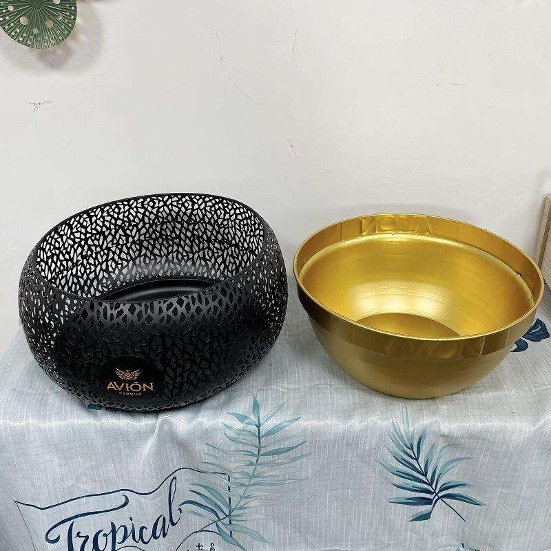 金属铁艺果盘钥匙收纳鸡蛋篮子双层可用两件套收纳桶收纳盒不漏水