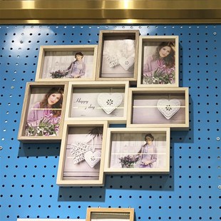 木质六寸连体相框玻璃组合八连框九连框挂墙简约北欧创意婚纱影楼