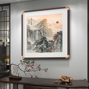 泰山日出图挂画入户玄关装饰画有山无水靠山图办公室招财客厅壁画