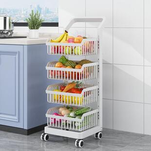 厨房置物架落地式多层水果蔬菜篮子收纳架家用多功能小推车收纳筐