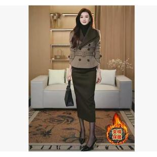 加棉加厚里布 气质长袖 上衣 2025春秋新款 两件套3505 裙子