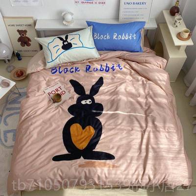 正品被卡通风牛奶绒棉全棉可爱房四纯件套儿童男孩套床单床笠款三