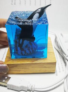 正品手纸工品树脂书桌镇文艺创产品创意礼物洋摆件海贝虎鲸小海夜