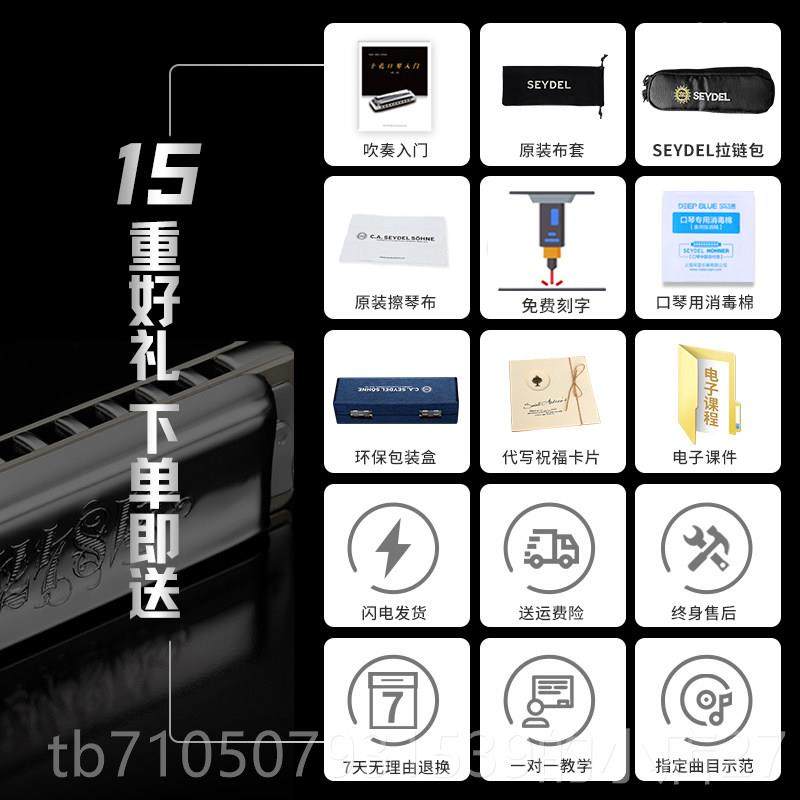 正品德国进口赛德SEYDEL十孔高布4鲁口琴18斯7L闪电初学者级专业
