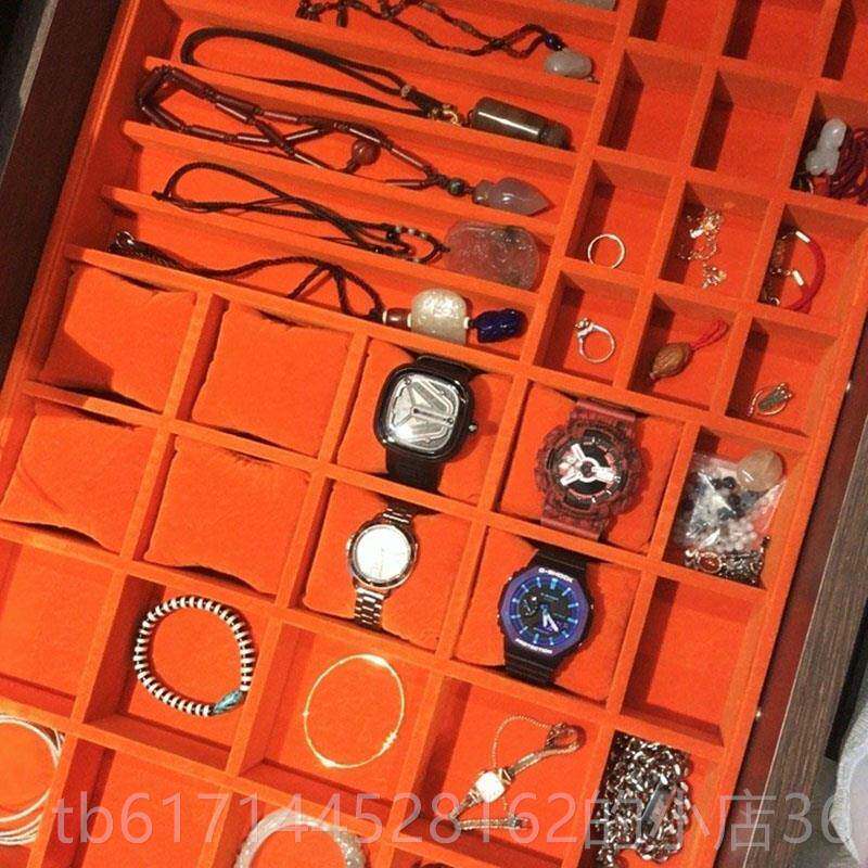 正品订盒制链实屉木绒布抽内置首饰收纳分隔项戒指耳钉饰品托盘饰