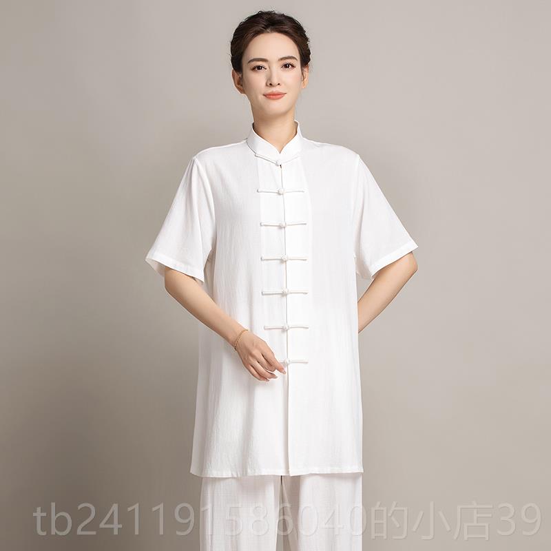 高档高端国品牌205新款亚练麻太极服男棉麻八段锦功2服女太极拳风图片