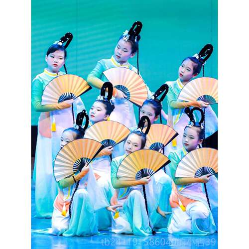 高档醉春风演服儿童古典蹈服服出女童中国风扇子舞表演装广场舞艺