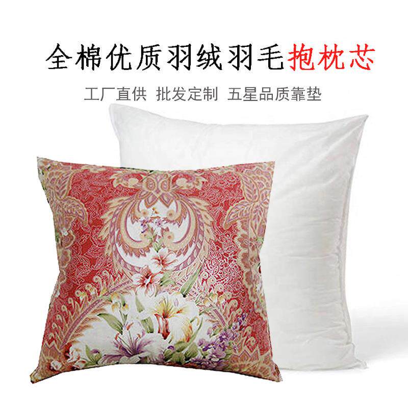 抱枕芯纯色全棉沙发床头靠垫枕头鸭/鹅羽绒羽毛酒店正方形 抱枕芯