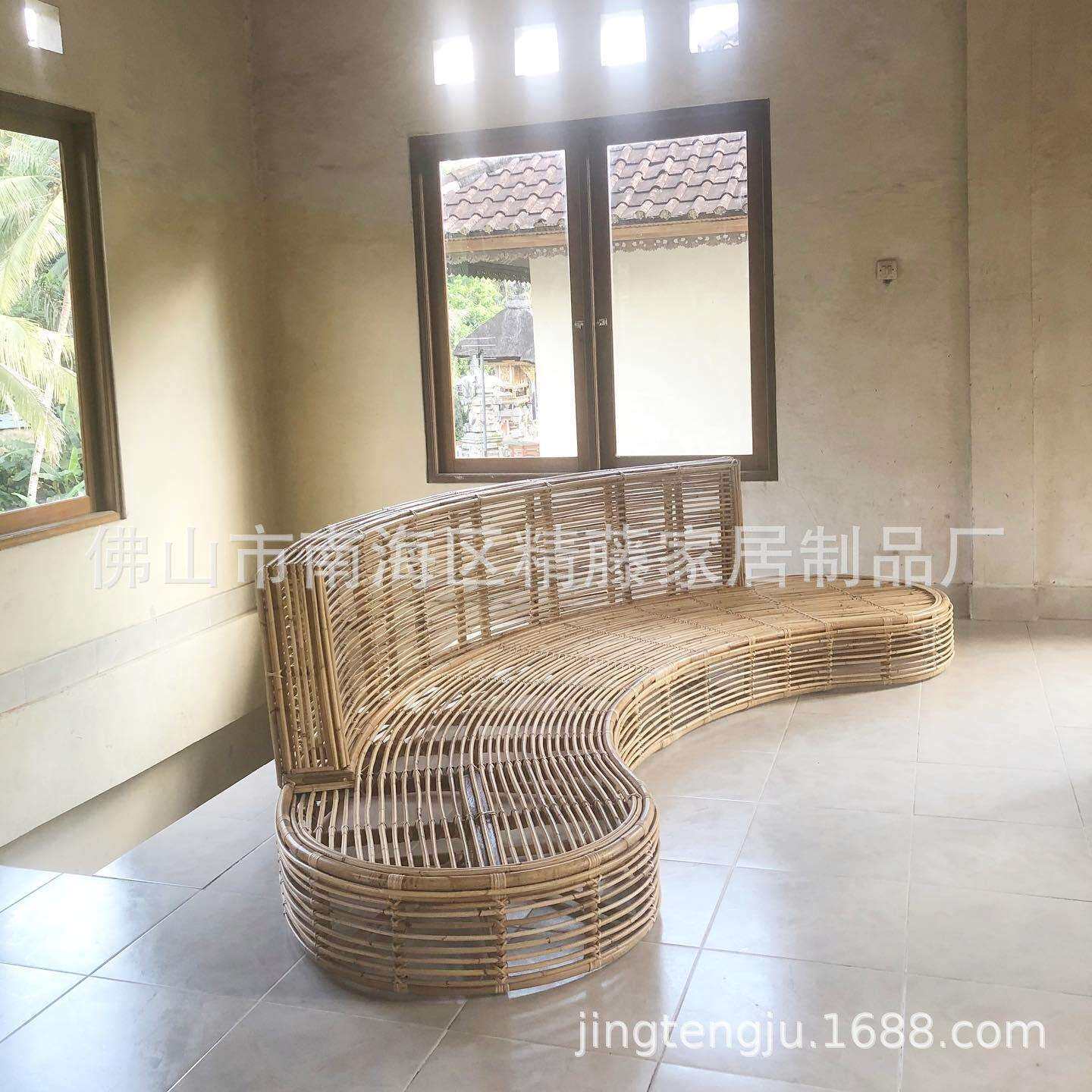 北欧印尼天然藤条编织造型沙发设计师藤编创意沙发组合真藤沙发