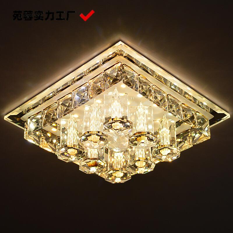 LED水晶过道灯 客厅餐厅调色彩光方形玄关灯饰卧室书房明装吸顶灯