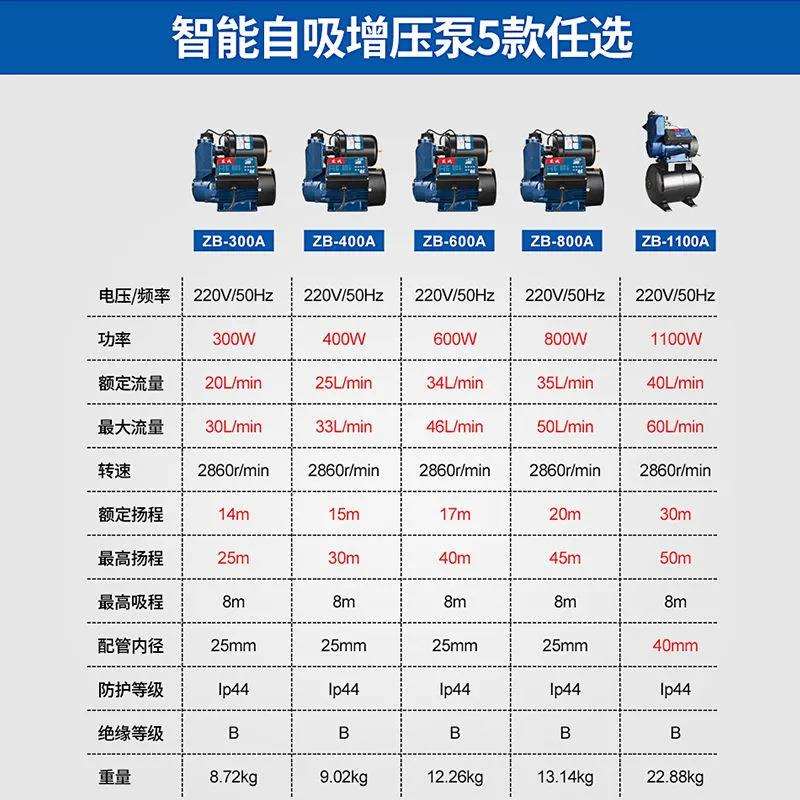 自吸泵增压泵大吸力自来水管道通用智能全自动加压泵抽水机