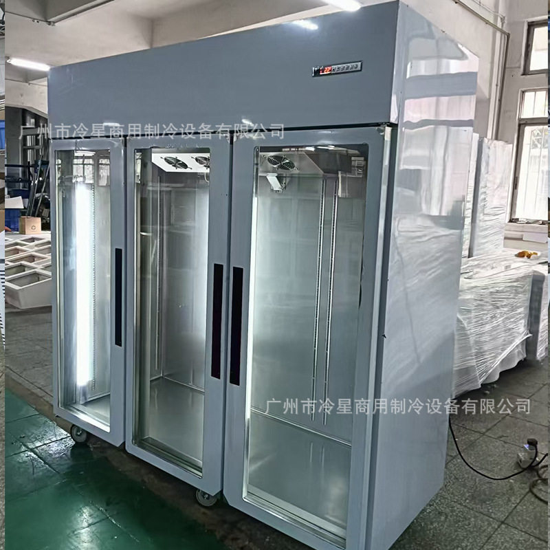 三大门变频展示冰柜商用不锈钢风冷冷藏保鲜冰箱饺子冷冻展示柜